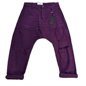 Free People One Teaspoon Deep Purple Distressed Button Harem Sinners Jean NEW 26